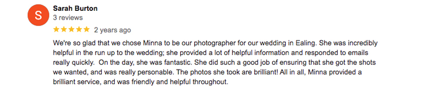 London photographer beautiful photos and great reviews